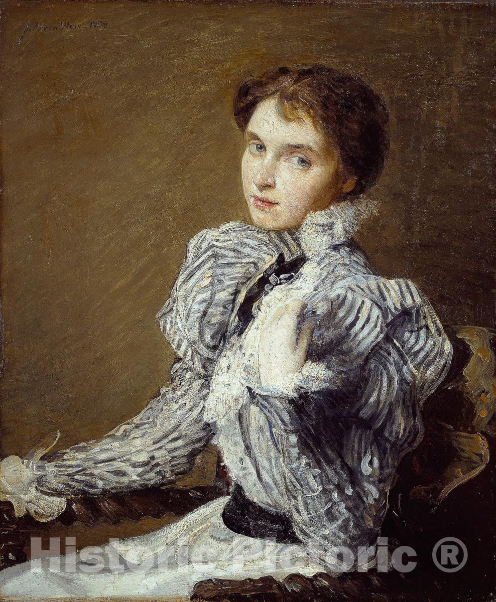 Art Print : The Grey Bodice, Julian Alden Weir, c 1780, Vintage Wall Decor :
