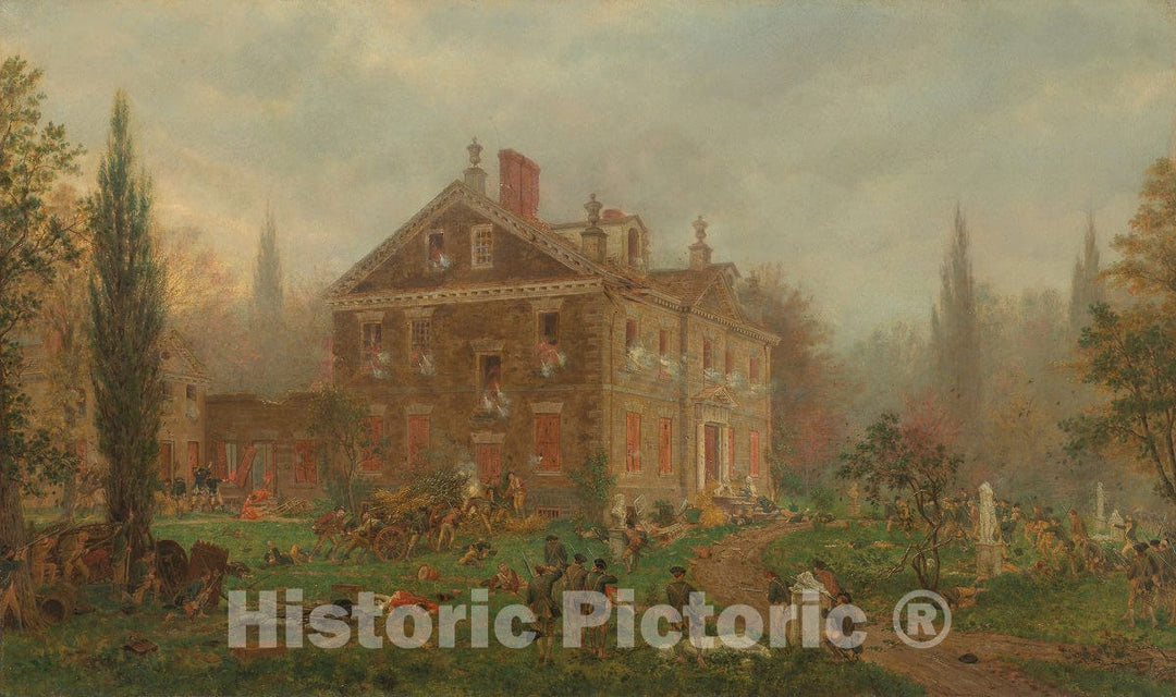 Art Print : The Attack on Chews House during the Battle of Germantown, 1777, Edward Lamson Henry, c 1840, Vintage Wall Decor :