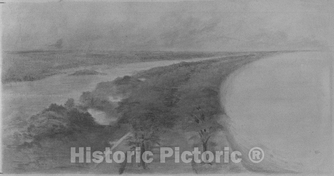 Art Print : South Shore Park, Chicago, Illinois, Design Sketch, Daniel Hudson Burnham, c 1890, Vintage Wall Decor :