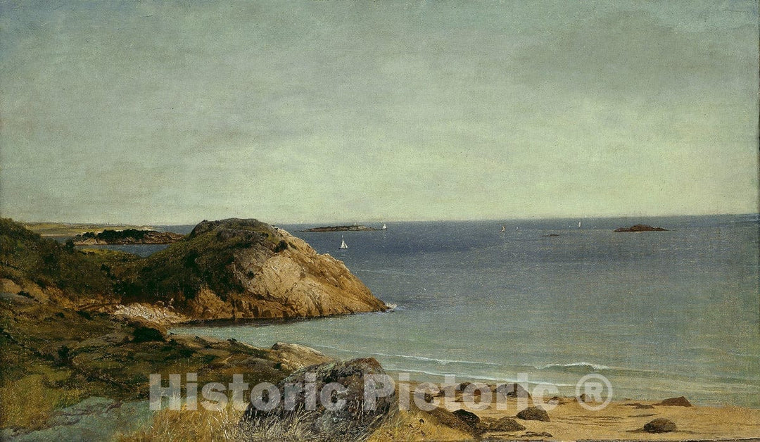 Art Print : Rocky Coast, John Frederick Kensett, c 1989, Vintage Wall Decor :