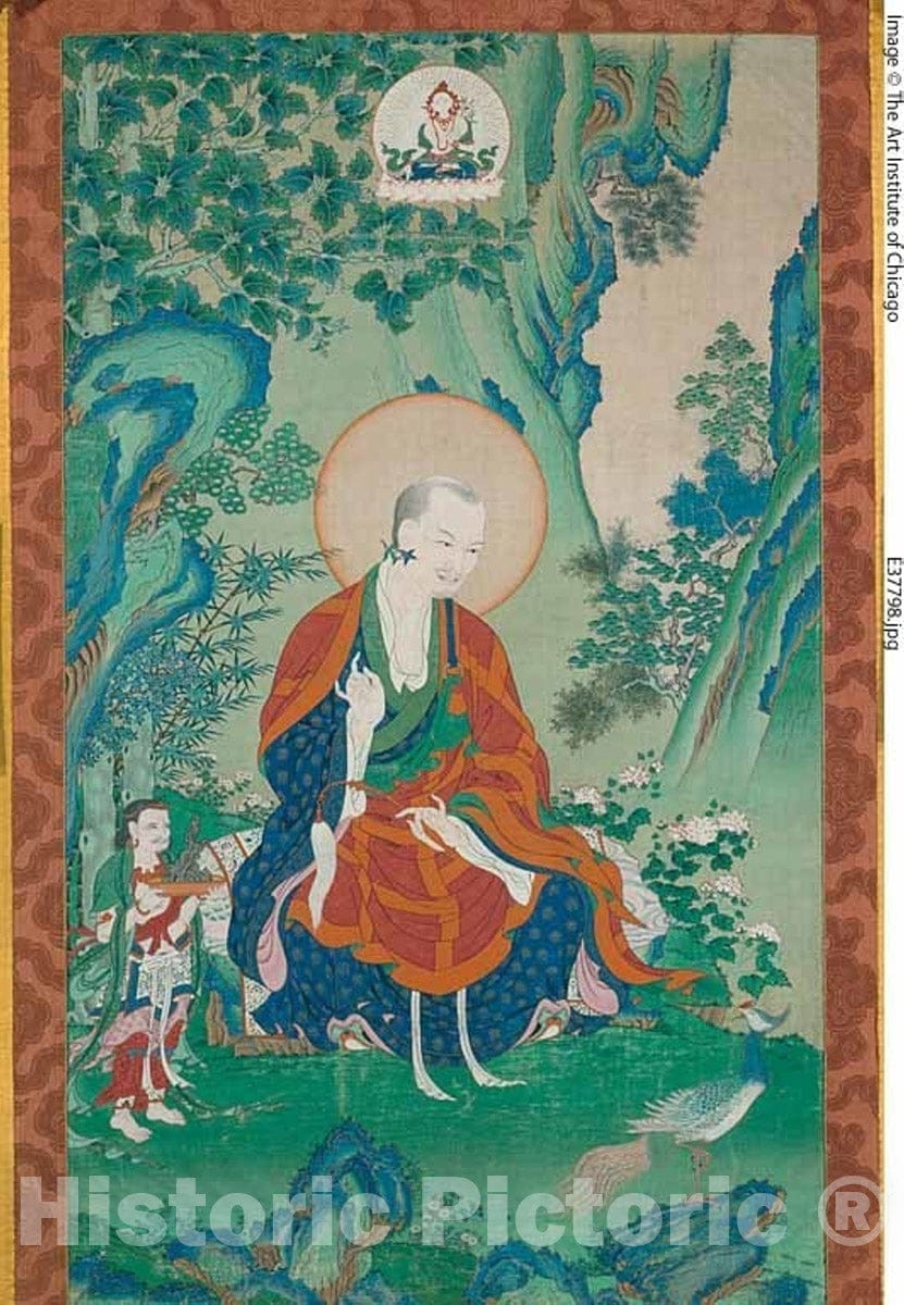 Art Print : Painted Banner (Thangka) of Vajriputra, One of the Sixteen Great Arhats, Tibeto-Chinese, c 1500, Vintage Wall Decor :