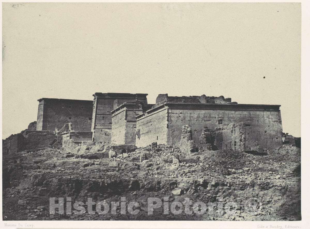 Photo Print : Maxime Du Camp - Nubie. Grand Temple d'Isis, A Philoe. Vue générale Prise du nord : Vintage Wall Art