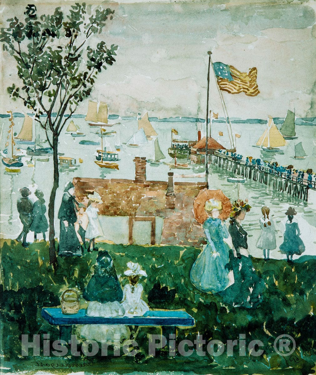 Art Print : Prendergast  - Excursionists, Nahant : Vintage Wall Art