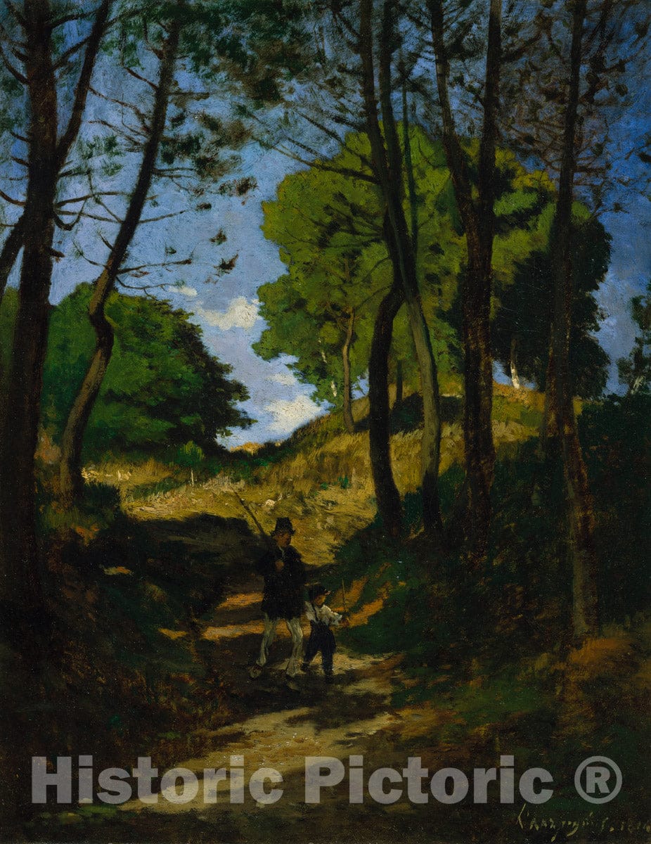 Art Print : Henri-Joseph Harpignies - Fir Trees in Les Trembleaux, near Marlotte (Sapins aux Trembleaux à Marlotte) : Vintage Wall Art