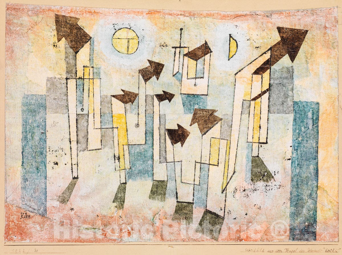 Art Print : Paul Klee - Mural from the Temple of Longing ?Thither? : Vintage Wall Art