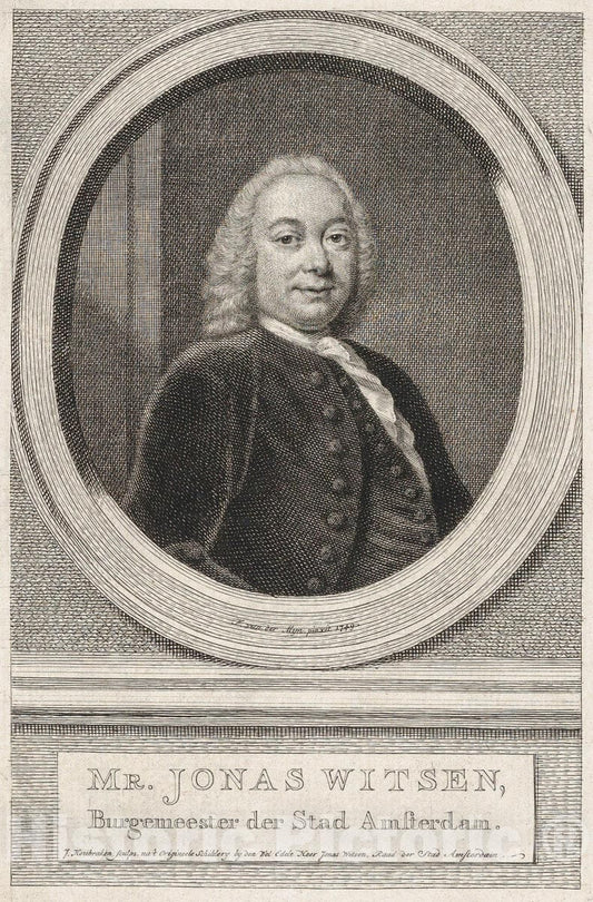 Art Print : Frans van der Mijn - Jonas Witsen, Burgemeester der Stad Amsterdam : Vintage Wall Art