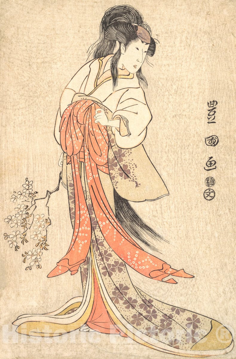 Art Print : Utagawa Toyokuni I - Kabuki Actor Segawa Kikunoj? III in a Mad Female Role : Vintage Wall Art
