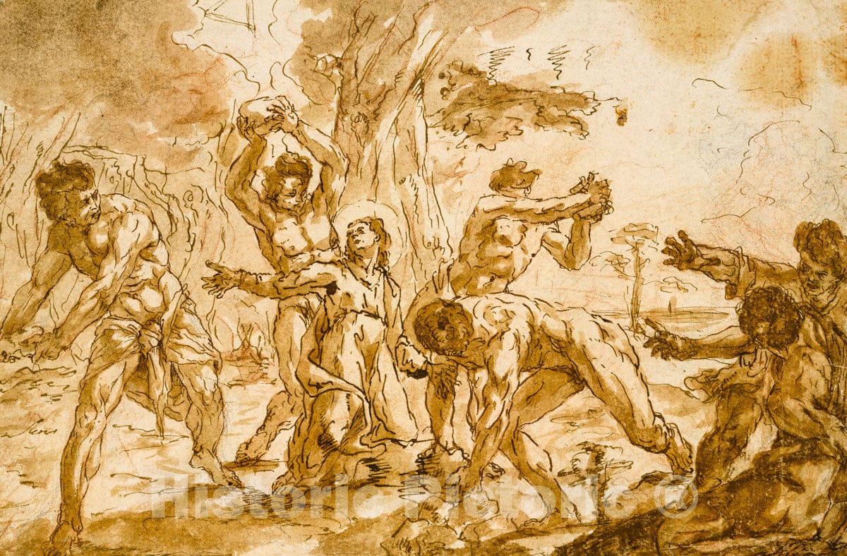 Art Print : Niccolo Bambini - The Stoning of Saint Stephen : Vintage Wall Art