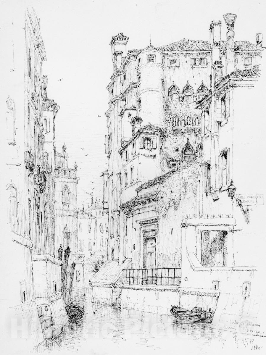 Art Print : Andrew Fisher Bunner - Palazzo Contarini degli Scrigni, Venice : Vintage Wall Art