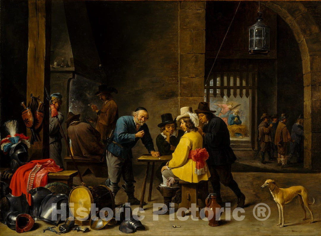 Art Print : David Teniers the Younger - Guardroom with the Deliverance of Saint Peter : Vintage Wall Art