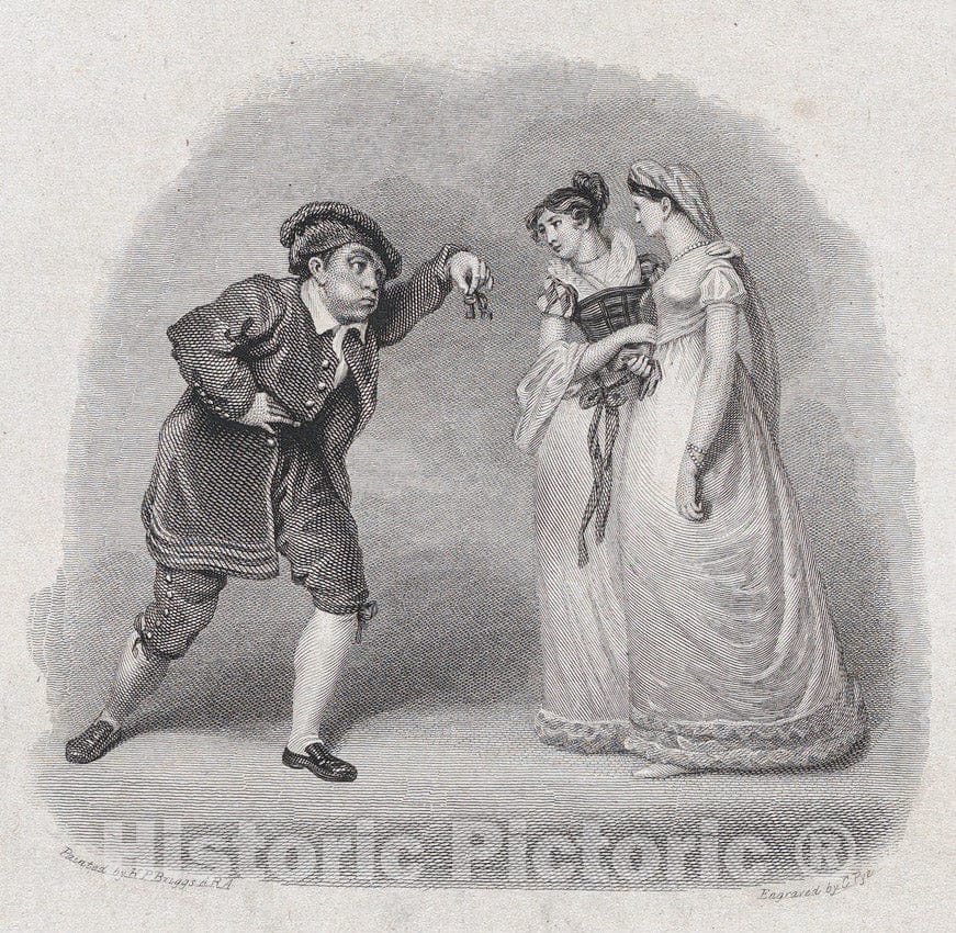 Art Print : Henry Perronet Briggs - Dromio, Adriana and Luciana (Shakespeare, Comedy of Errors, Act 4, Scene 2) : Vintage Wall Art