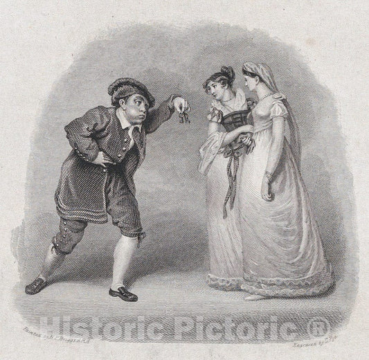 Art Print : Henry Perronet Briggs - Dromio, Adriana and Luciana (Shakespeare, Comedy of Errors, Act 4, Scene 2) : Vintage Wall Art