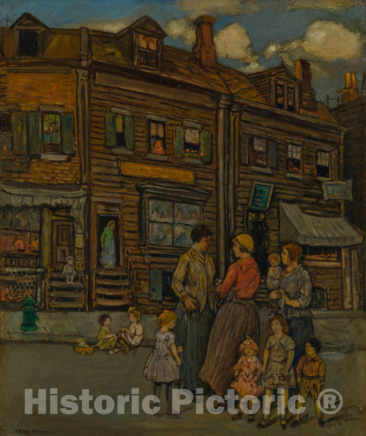 Art Print : Jerome Myers - Street Group : Vintage Wall Art