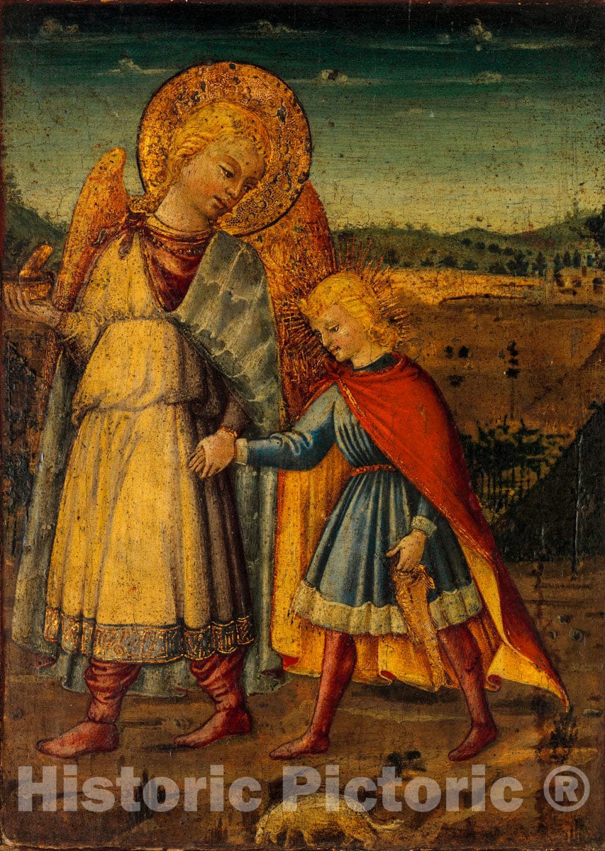 Art Print : Neri di Bicci - The Archangel Raphael and Tobias  v.2 : Vintage Wall Art