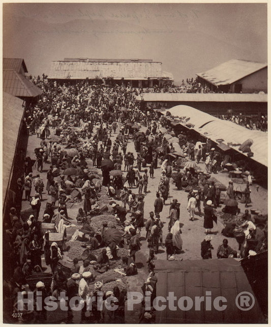 Photo Print : Bhutan and Nepalese People at Darjeeling, Sunday Morning Market Scene : Vintage Wall Art