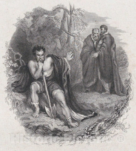 Art Print : John Hayter - Timon (Shakespeare, Timon of Athens, Act 4, Scene 3) : Vintage Wall Art