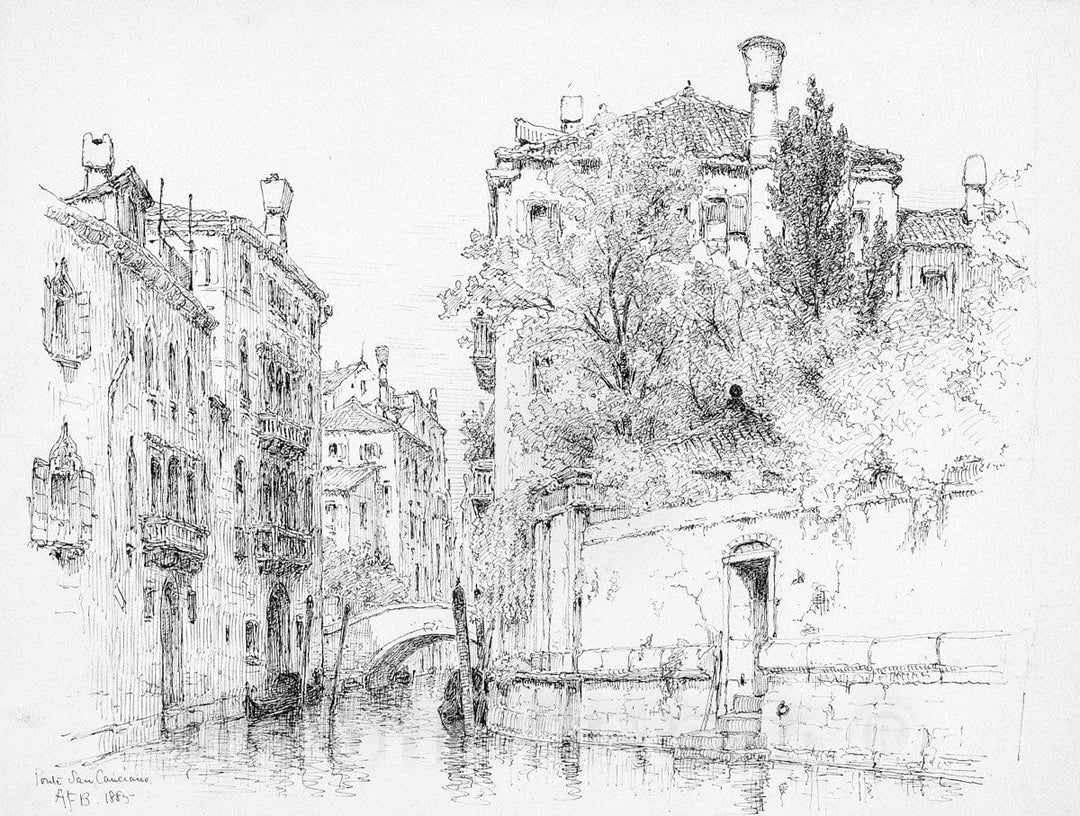 Art Print : Andrew Fisher Bunner - Ponte San Canciano, Venice : Vintage Wall Art