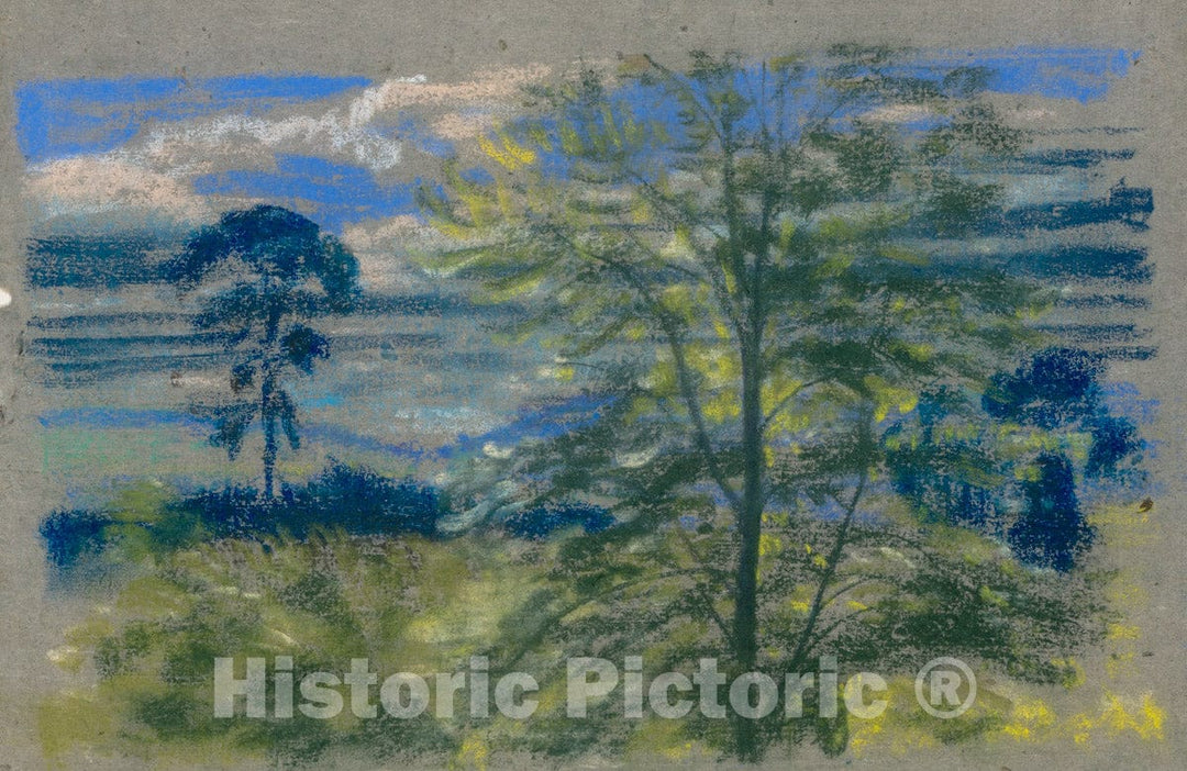 Art Print : Arthur B. Davies - Trees and Fields : Vintage Wall Art