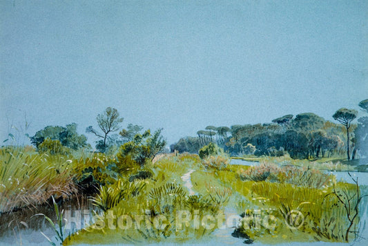 Art Print : William Stanley Haseltine - Castel Fusano—Near Rome : Vintage Wall Art