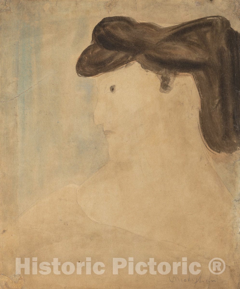 Art Print : Amedeo Modigliani - Woman in Profile : Vintage Wall Art