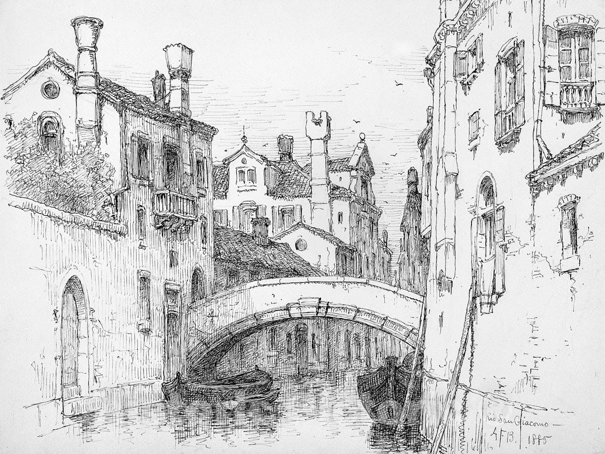 Art Print : Andrew Fisher Bunner - Rio San Giacomo, Venice : Vintage Wall Art