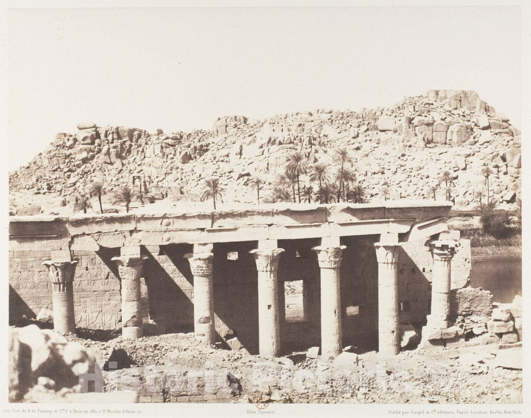 Photo Print : Félix Teynard - ILE de Fîleh (Philæ), Colonnade Occidentale - Ruines Vues du Point L : Vintage Wall Art
