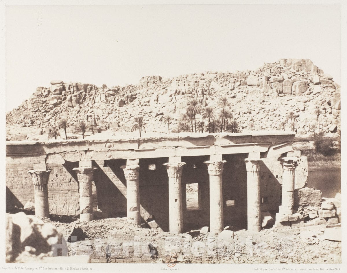 Photo Print : Félix Teynard - ILE de Fîleh (Philæ), Colonnade Occidentale - Ruines Vues du Point L : Vintage Wall Art