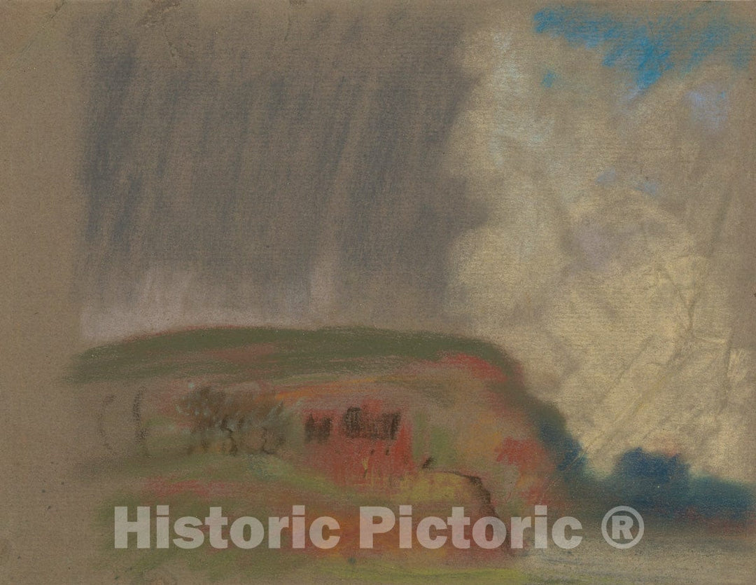 Art Print : Arthur B. Davies - House on Hillside : Vintage Wall Art