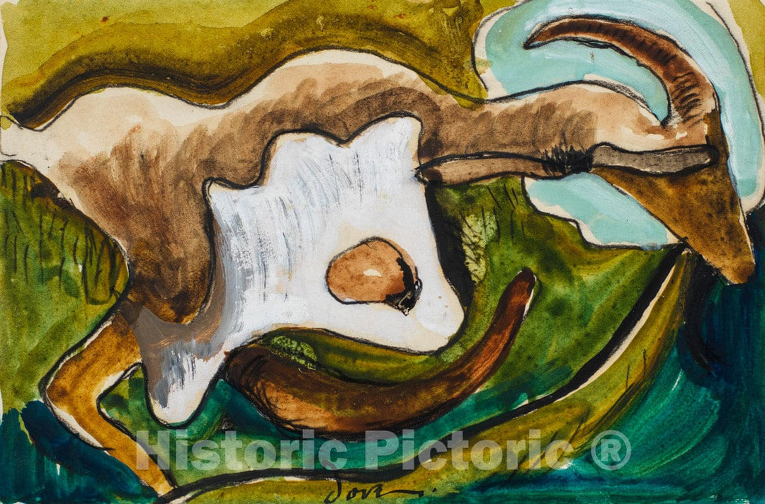 Art Print : Arthur Dove - Study for "Goat" : Vintage Wall Art