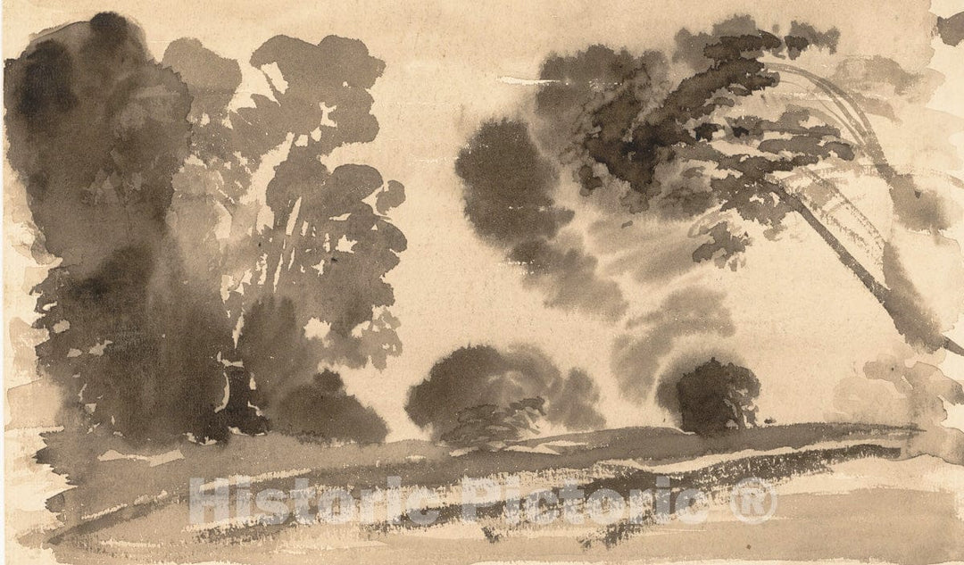 Art Print : Arthur B. Davies - Landscape: Black Trees I : Vintage Wall Art
