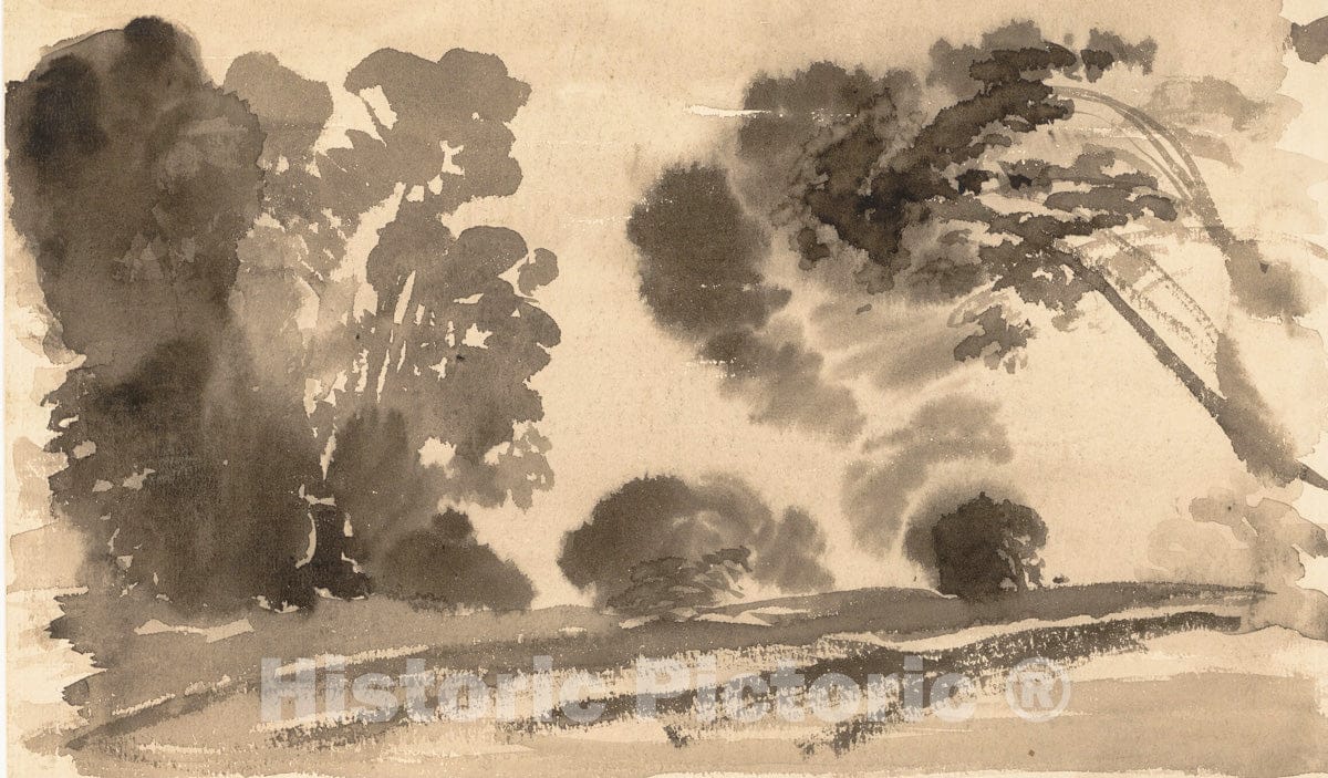 Art Print : Arthur B. Davies - Landscape: Black Trees I : Vintage Wall Art