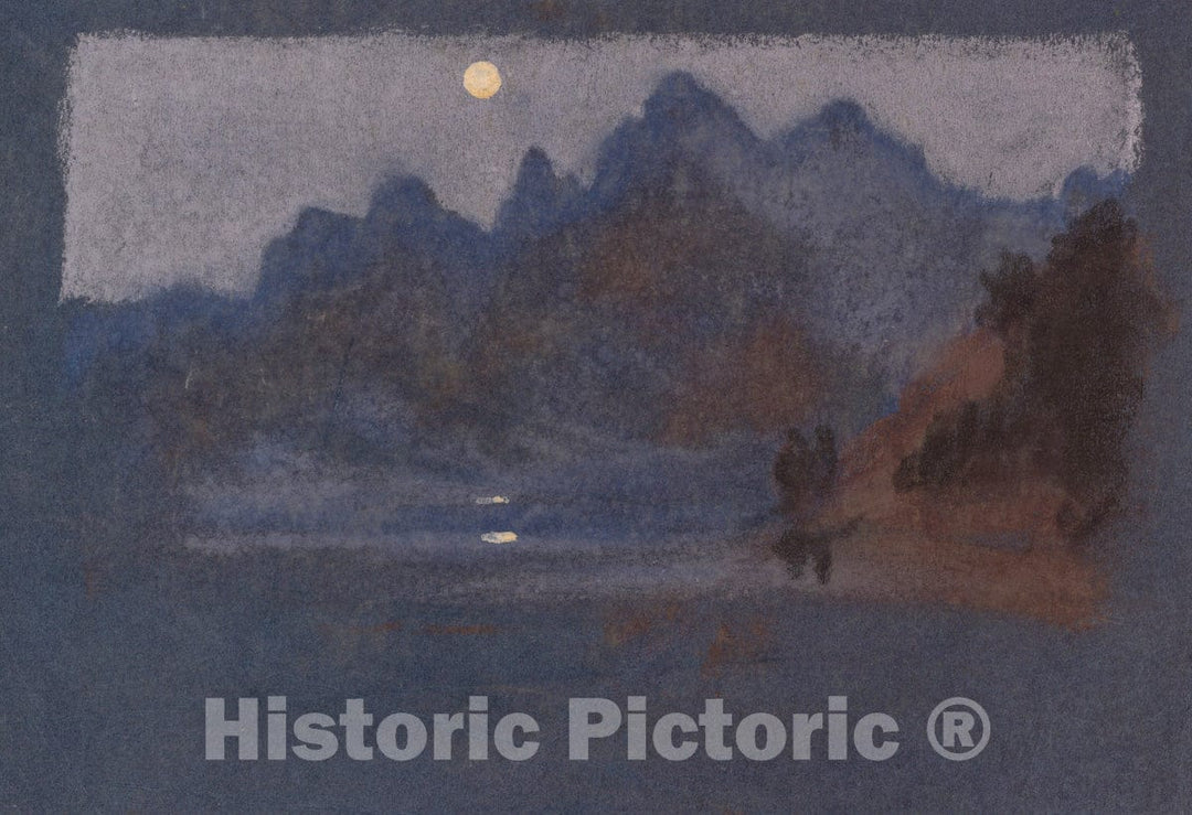 Art Print : Arthur B. Davies - Mountains in Moonlight : Vintage Wall Art