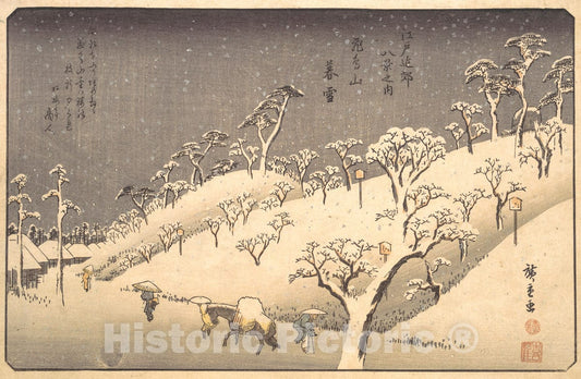 Art Print : Utagawa Hiroshige - Asukayama in Evening Snow : Vintage Wall Art