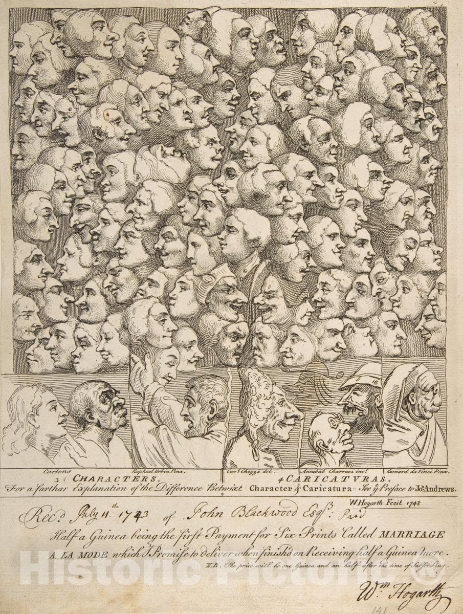 Art Print : Annibale Carracci - Characters and Caricaturas : Vintage Wall Art