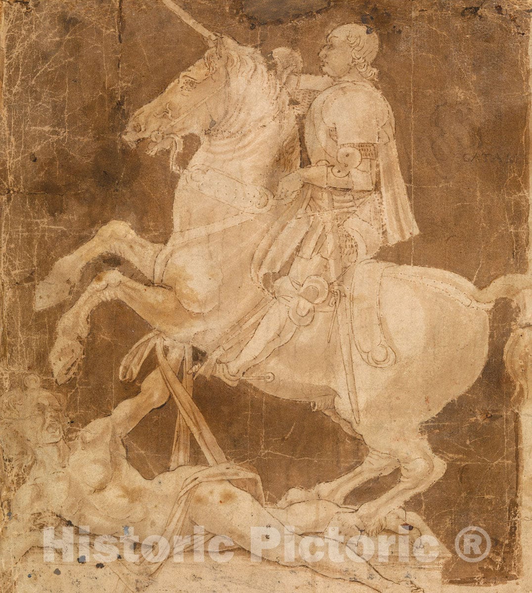 Art Print : Antonio Pollaiuolo - Study for the Equestrian Monument to Francesco Sforza : Vintage Wall Art
