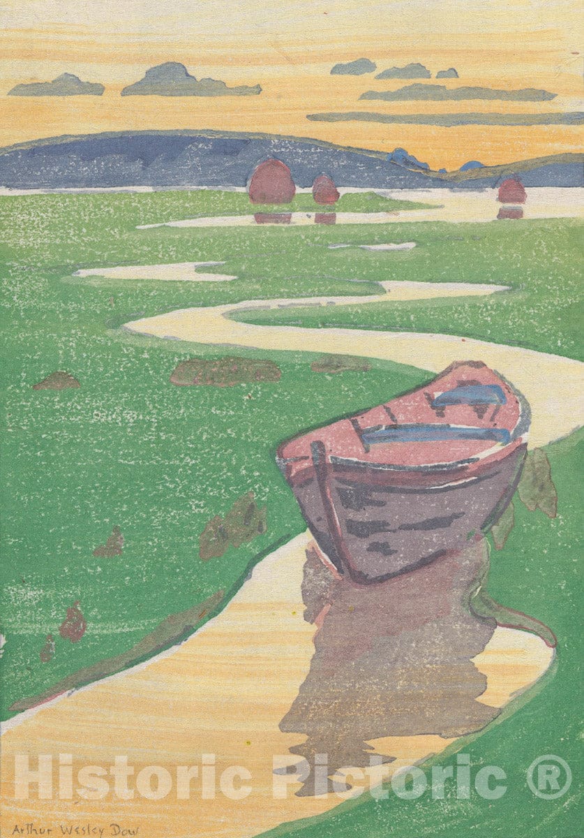 Art Print : Arthur Wesley Dow - "The Derelict" or "The Lost Boat"  v.4 : Vintage Wall Art