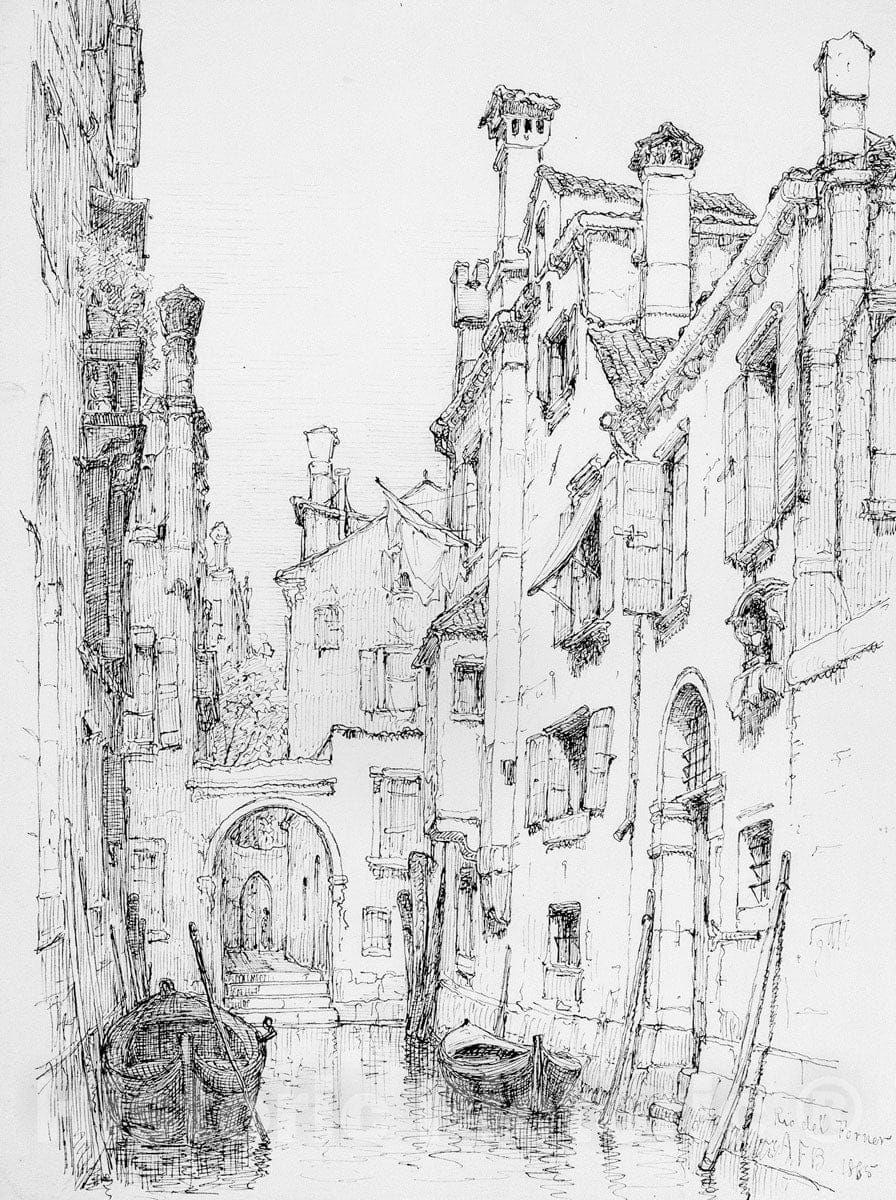 Art Print : Andrew Fisher Bunner - Rio del Forner, Venice : Vintage Wall Art