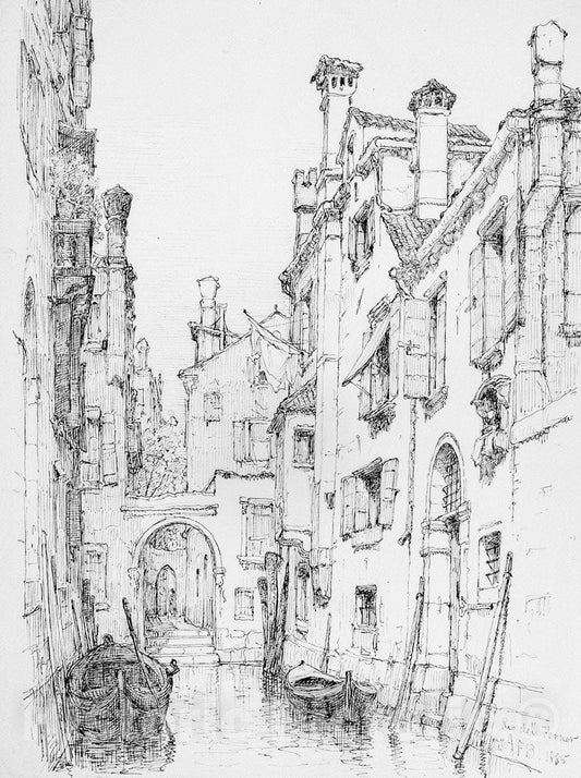 Art Print : Andrew Fisher Bunner - Rio del Forner, Venice : Vintage Wall Art