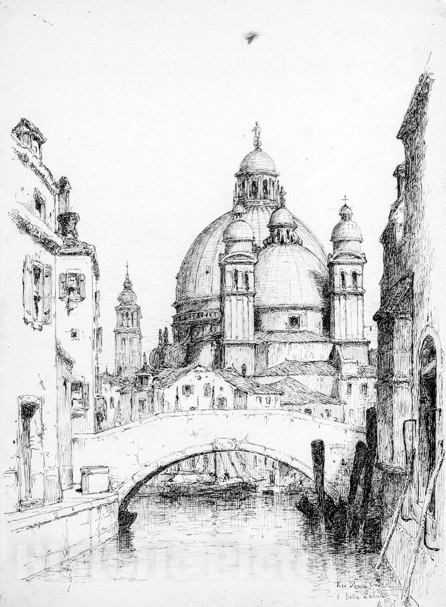 Art Print : Andrew Fisher Bunner - Rio Santa Croce e Santa Maria della Salute, Venice : Vintage Wall Art