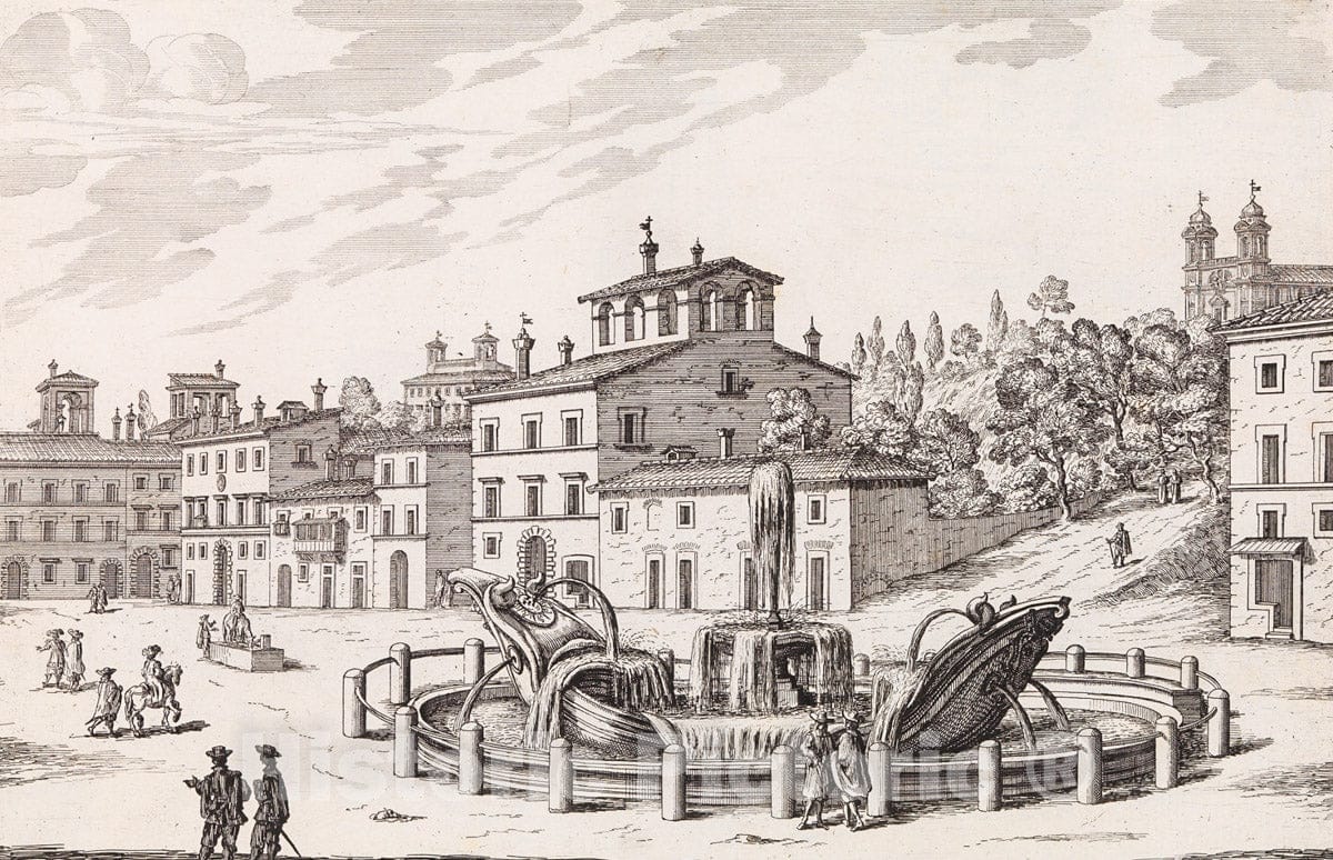 Art Print : Giovanni Giacomo De Rossi - La Fontane di Roma nelle Piazze e Luoghi Publici della Città (...), part 1 : Vintage Wall Art