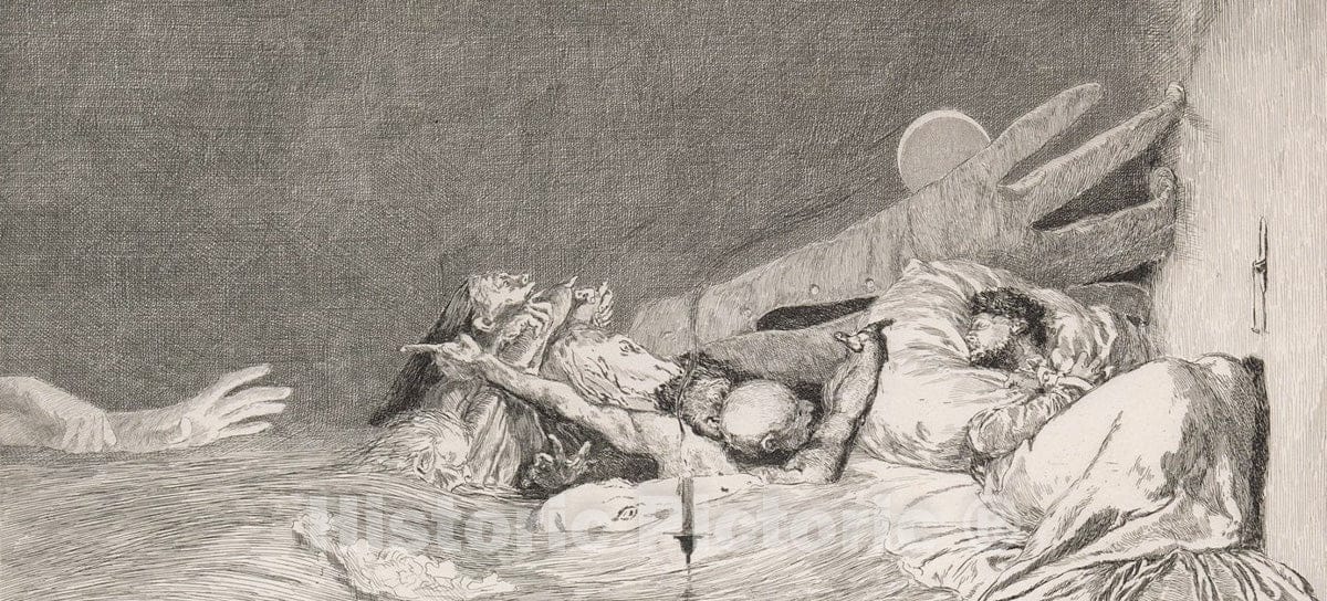 Art Print : Max Klinger - Ängste (Fears) from Ein Handschuh (A Glove). Cyclus von zehn Compositionen radirt. Rad. Opus VI, Plate VII : Vintage Wall Art