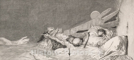 Art Print : Max Klinger - Ängste (Fears) from Ein Handschuh (A Glove). Cyclus von zehn Compositionen radirt. Rad. Opus VI, Plate VII : Vintage Wall Art