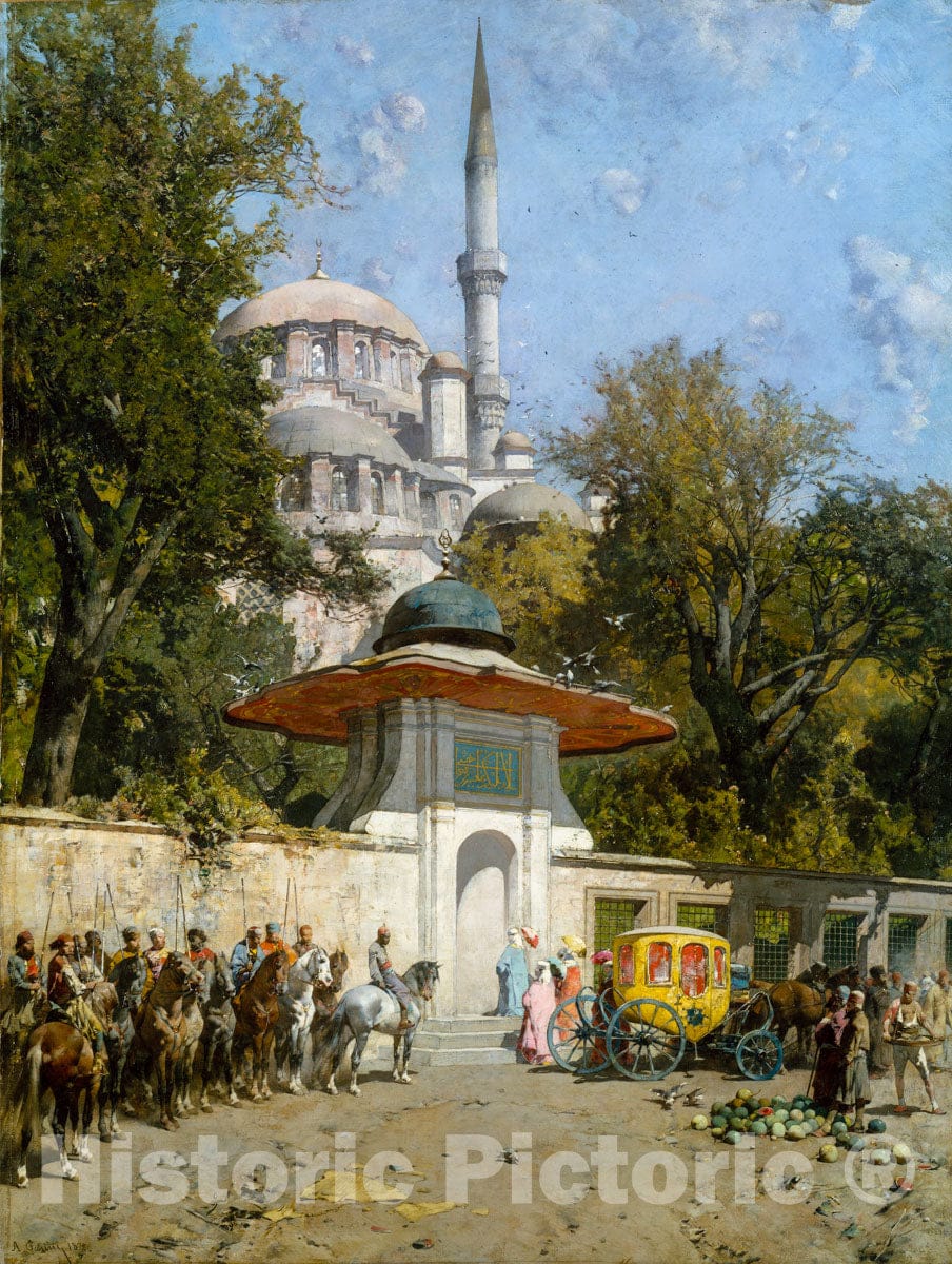 Art Print : Alberto Pasini - A Mosque : Vintage Wall Art