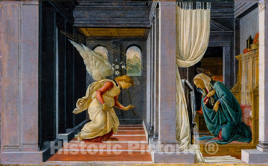 Art Print : Botticelli (Alessandro di Mariano Filipepi) - The Annunciation : Vintage Wall Art
