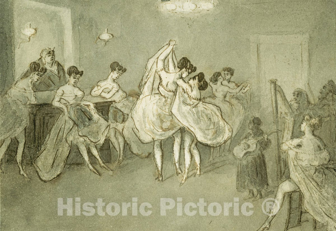 Art Print : Constantin Guys - Women Dancing in a Brothel : Vintage Wall Art
