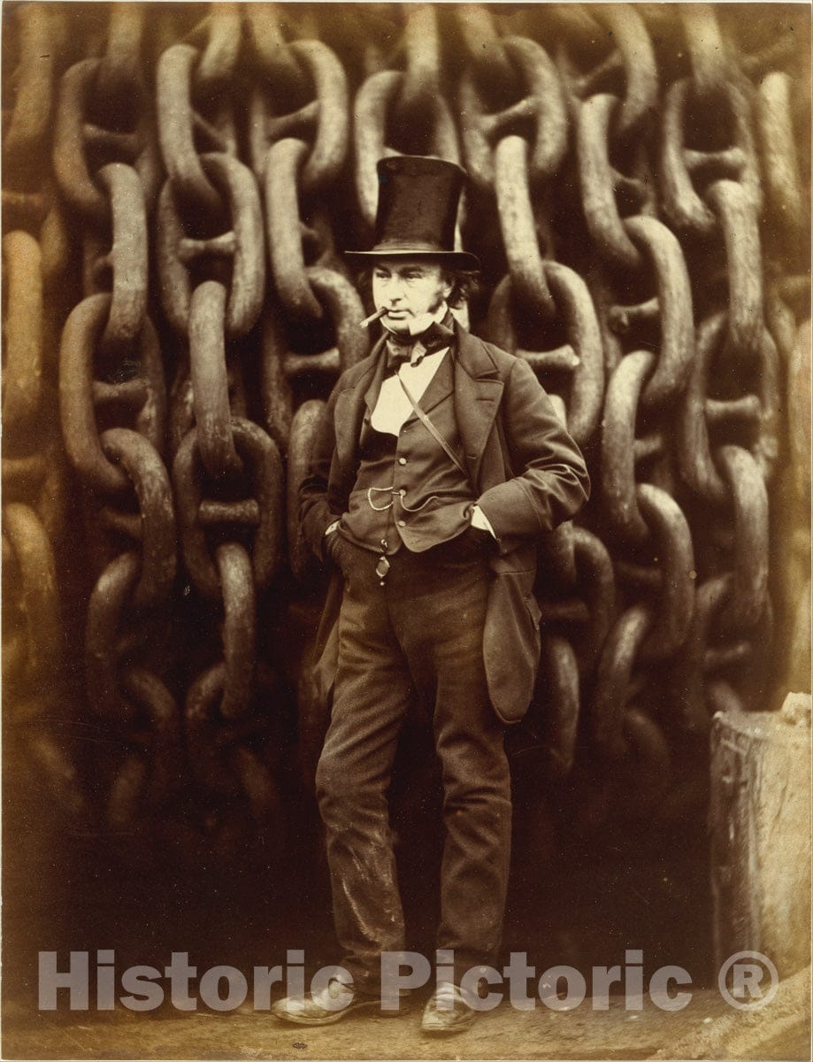Photo Print : Robert Howlett - Isambard Kingdom Brunel Standing Before The Launching Chains of The Great Eastern : Vintage Wall Art
