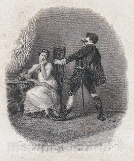 Art Print : Henry Perronet Briggs - Hamlet and Ophelia (Shakespeare, Hamlet, Act II, Scene I) : Vintage Wall Art
