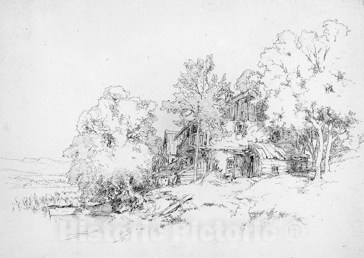 Art Print : Andrew Fisher Bunner - German Farm Building : Vintage Wall Art