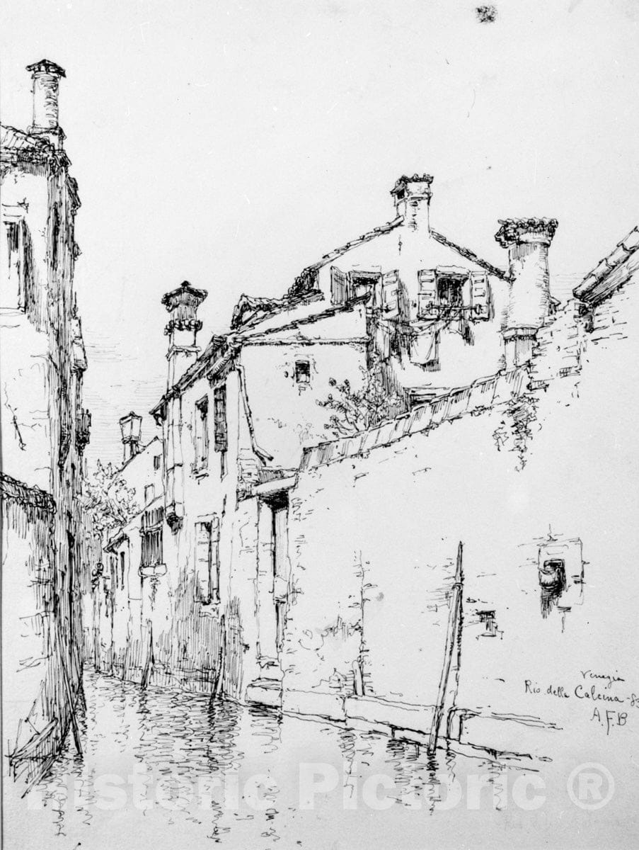 Art Print : Andrew Fisher Bunner - Rio della Calcina, Venice : Vintage Wall Art