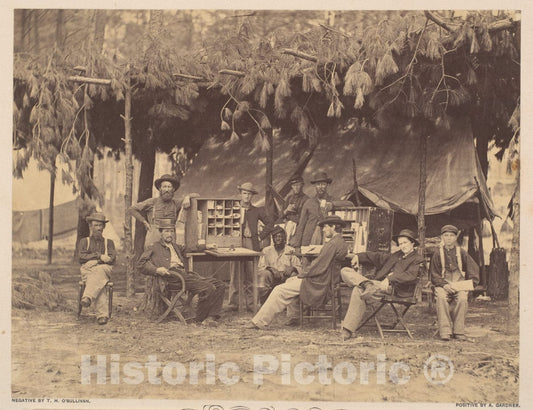 Photo Print : Chief Officer and Clerks of The Ambulance Department, 9th Army Corps, in Front of Petersburg, Virginia - Artist: Timothy H. O'sullivan - 1864 : Vintage Wall Art